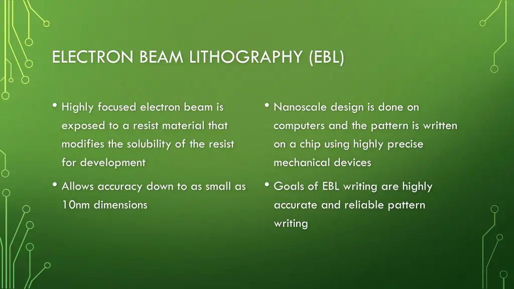 electron beam lithography ebl