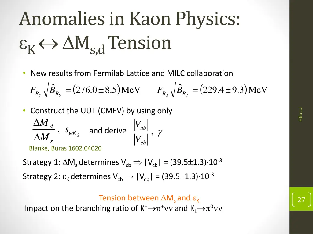 anomalies in kaon physics k m s d tension