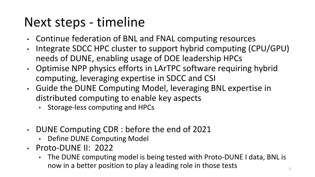 next steps timeline