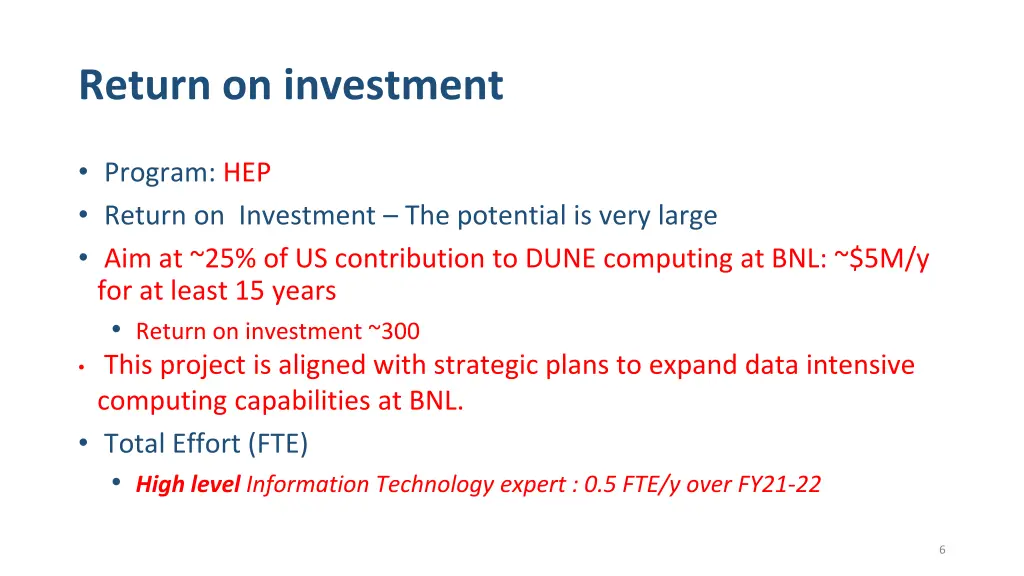 return on investment