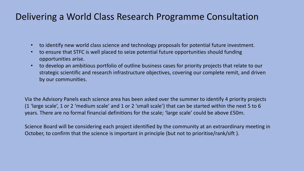 delivering a world class research programme