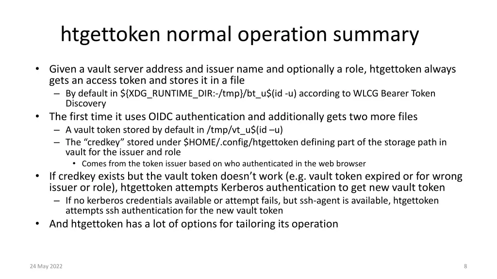 htgettoken normal operation summary