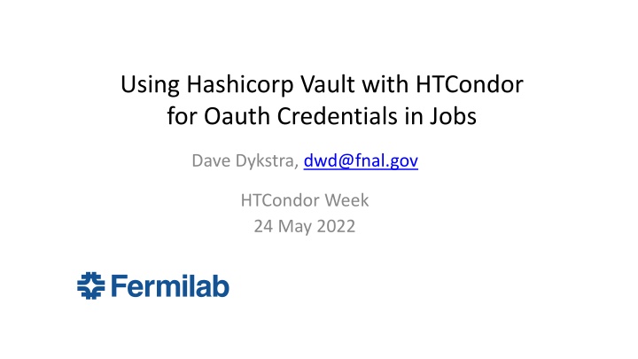 using hashicorp vault with htcondor for oauth