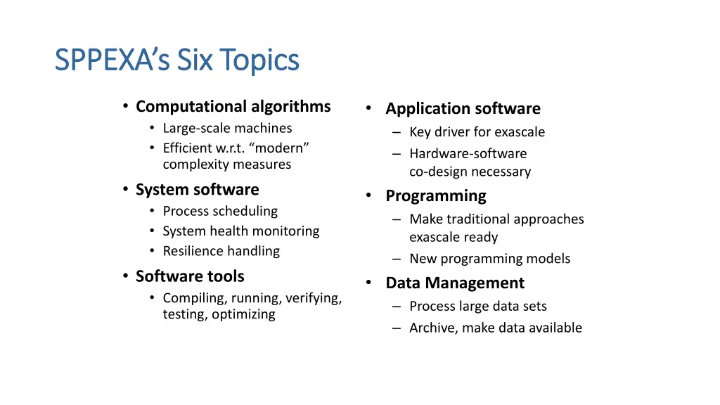 sppexa s six topics sppexa s six topics