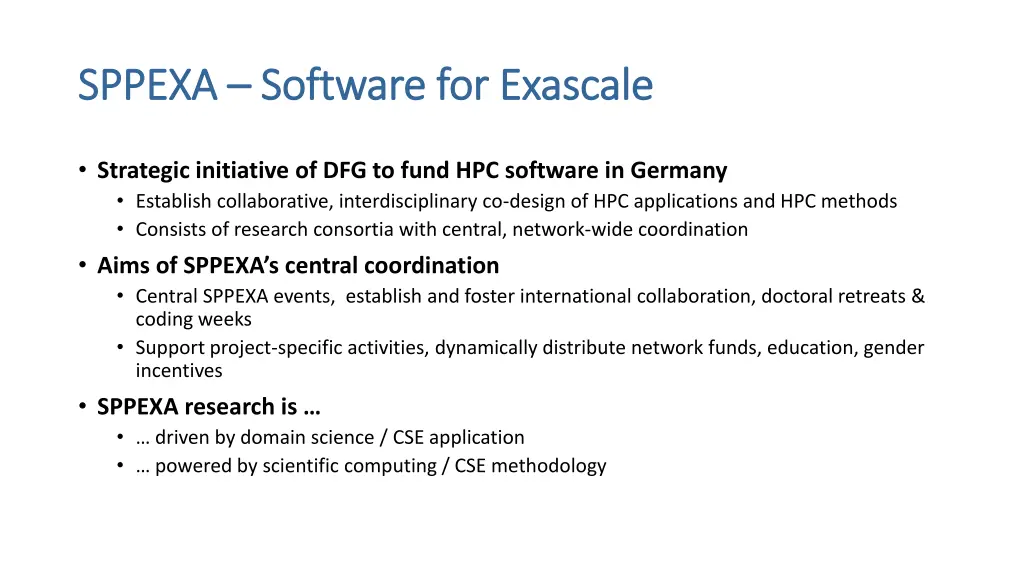 sppexa sppexa software for software for exascale