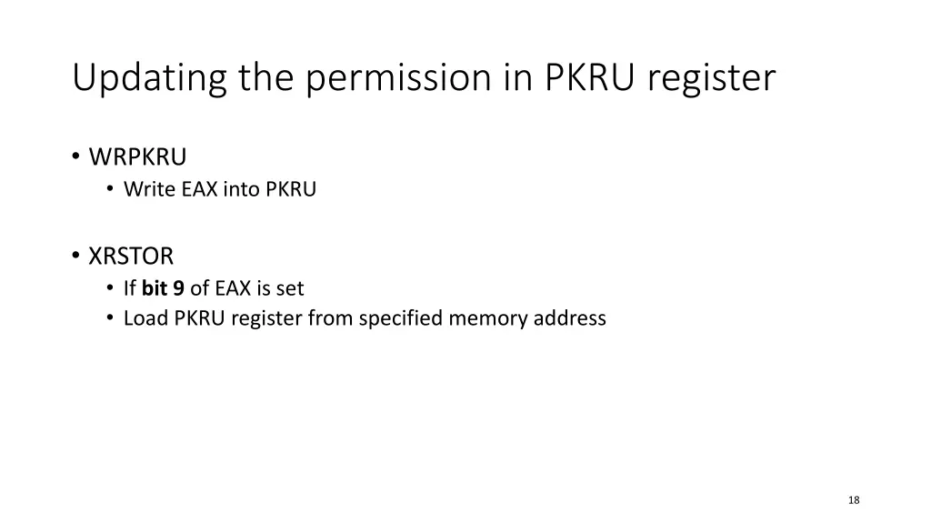 updating the permission in pkru register