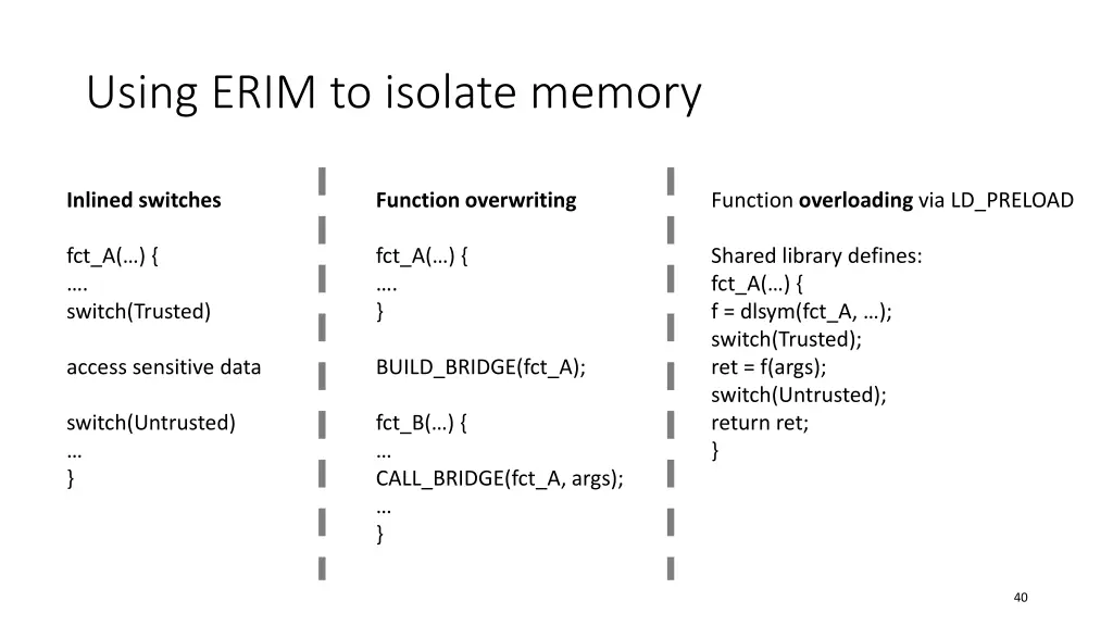 using erim to isolate memory