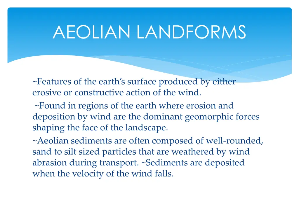 aeolian landforms