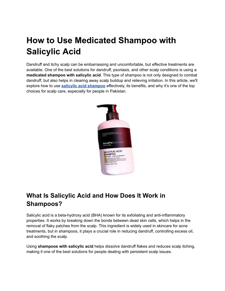 how to use medicated shampoo with salicylic acid