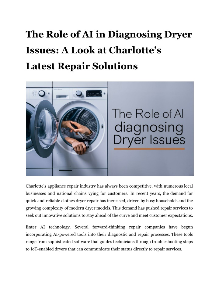 the role of ai in diagnosing dryer