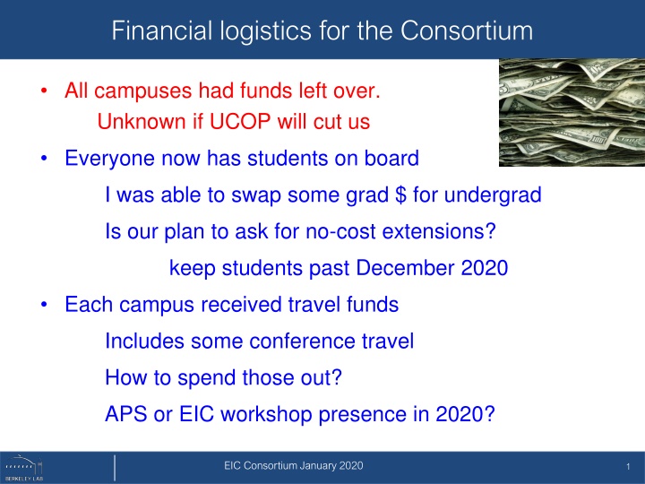 financial logistics for the consortium