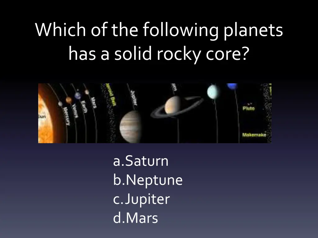 which of the following planets has a solid rocky