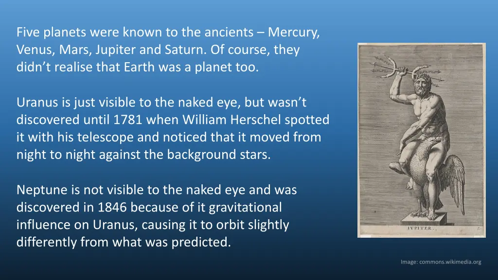 five planets were known to the ancients mercury