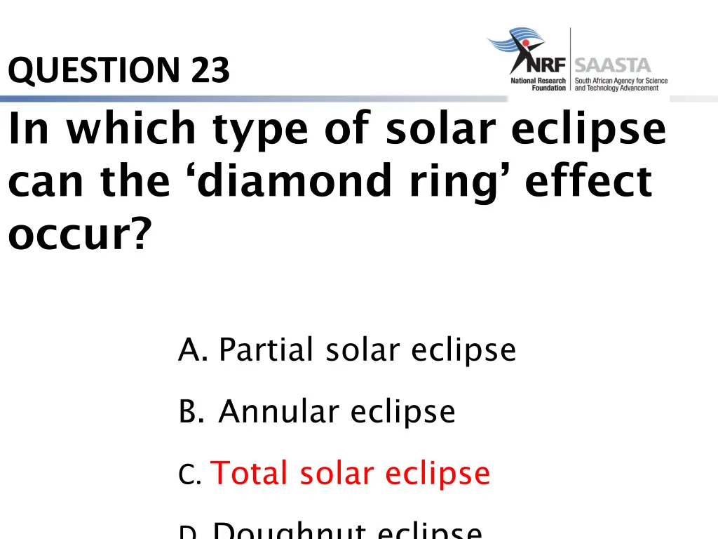 question 23 in which type of solar eclipse