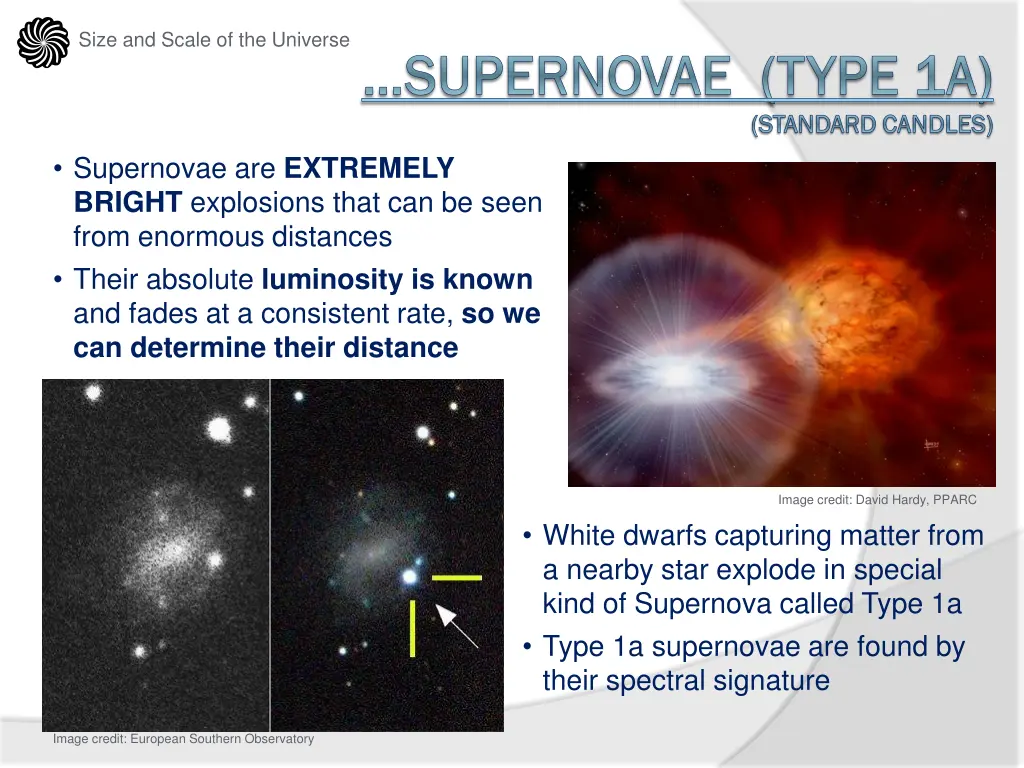 size and scale of the universe supernovae type