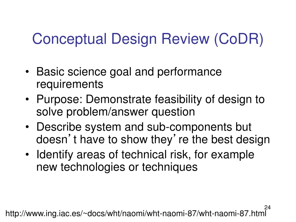 conceptual design review codr 1