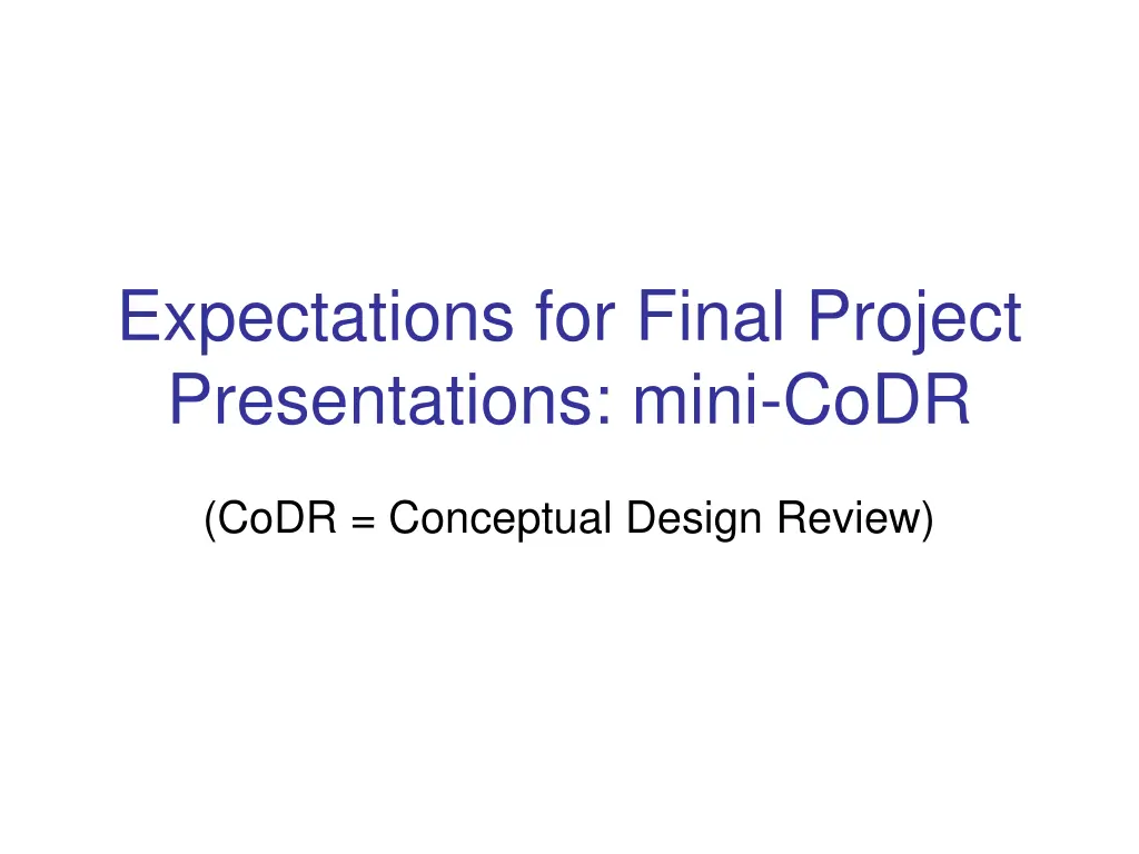 expectations for final project presentations mini