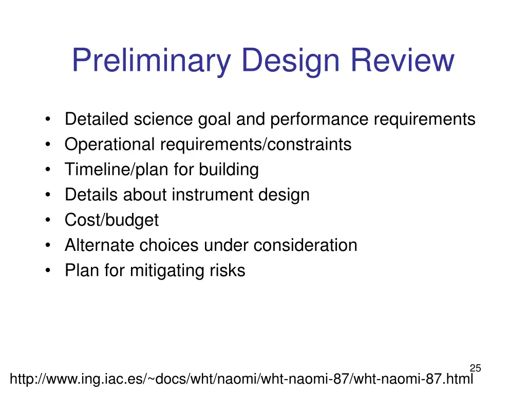 preliminary design review