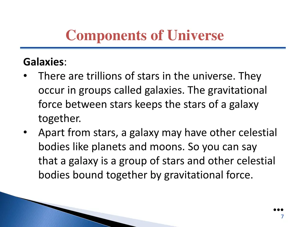 components of universe 1