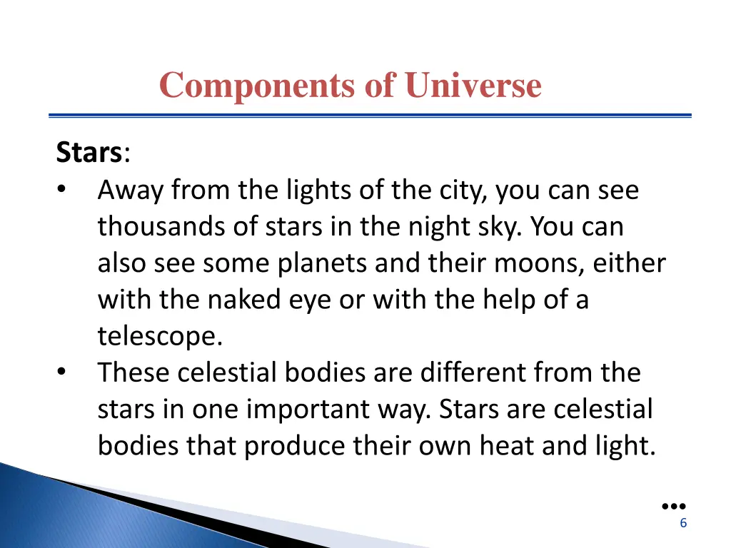 components of universe