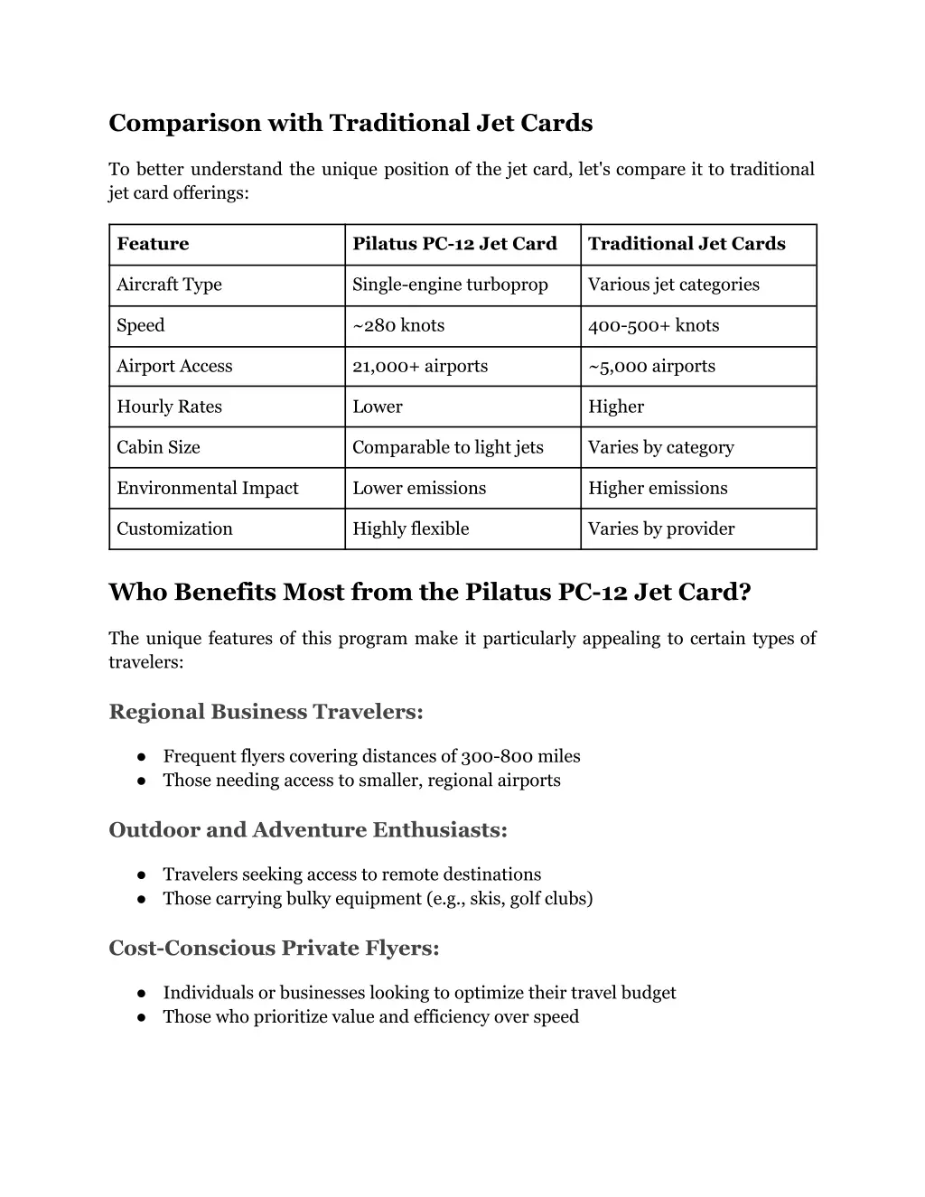 comparison with traditional jet cards