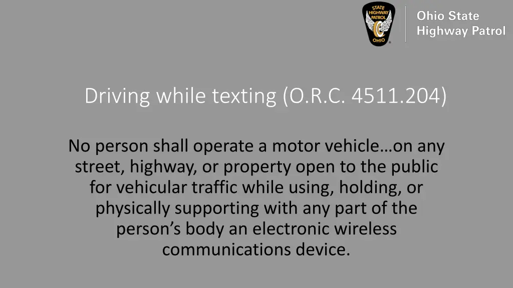 driving while texting o r c 4511 204