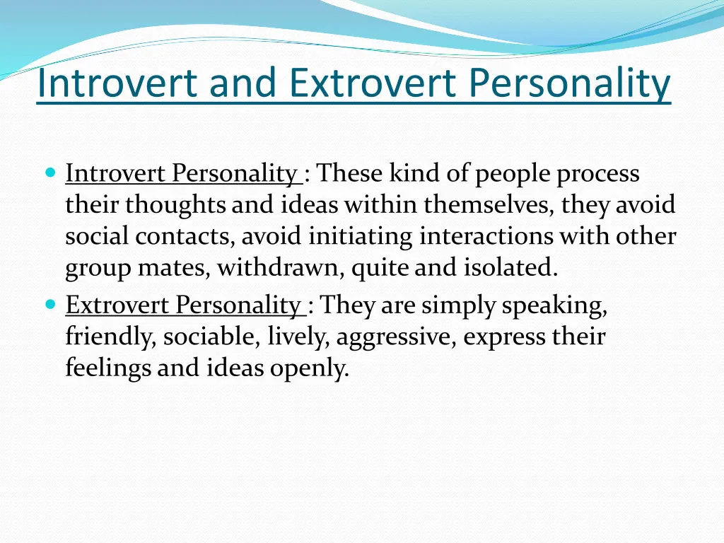 introvert and extrovert personality