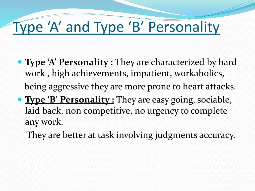 type a and type b personality