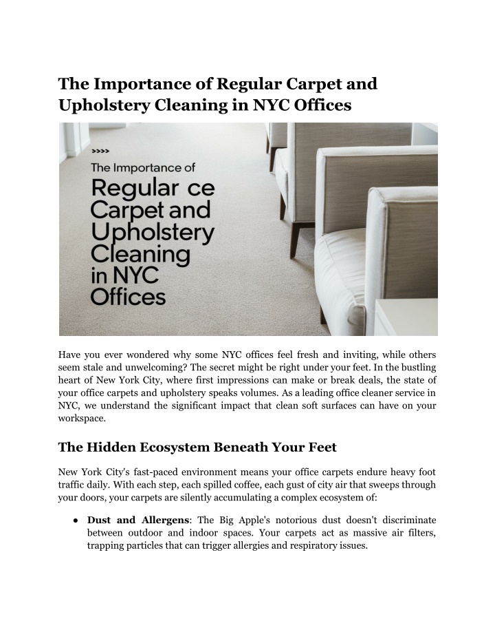 the importance of regular carpet and upholstery