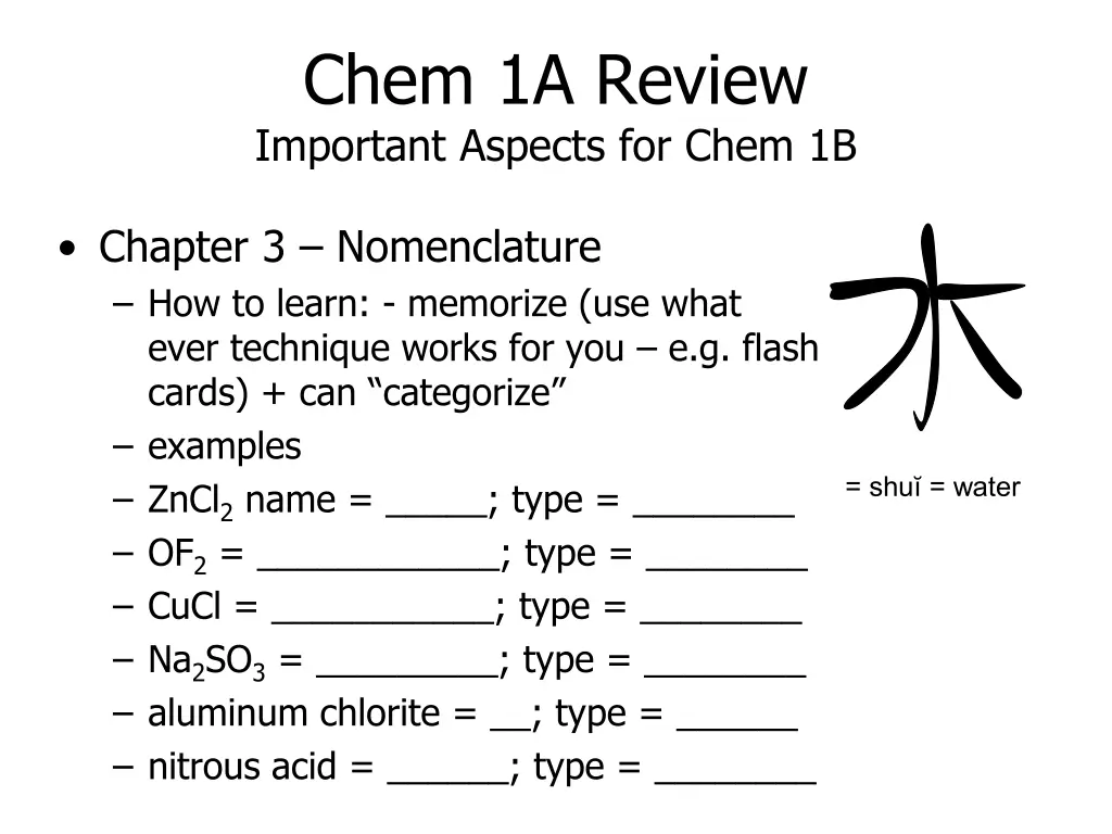 chem 1a review important aspects for chem 1b 1