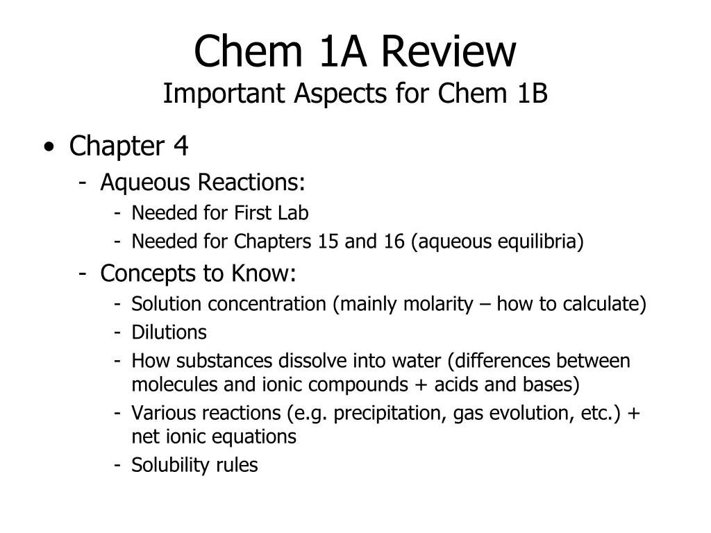 chem 1a review important aspects for chem 1b 2