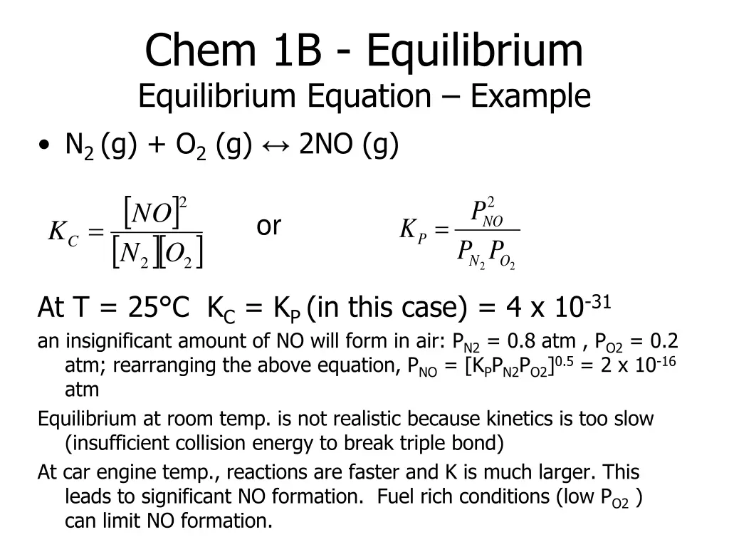 chem 1b equilibrium equilibrium equation example