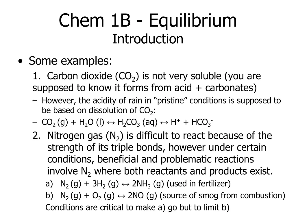 chem 1b equilibrium introduction 2