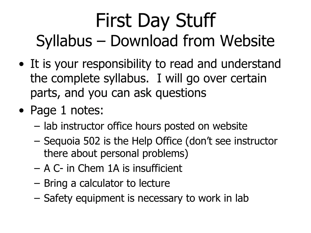 first day stuff syllabus download from website