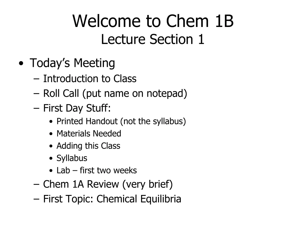 welcome to chem 1b lecture section 1