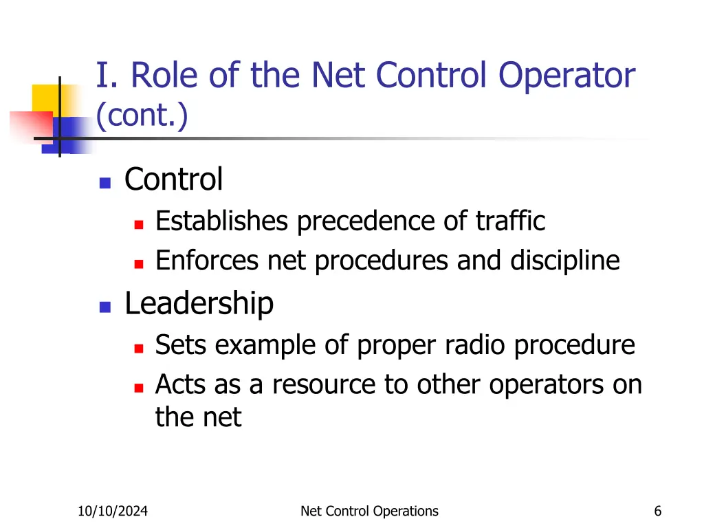 i role of the net control operator cont 1