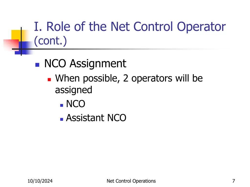 i role of the net control operator cont 2