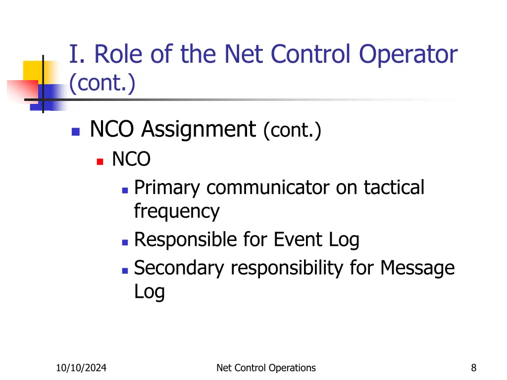 i role of the net control operator cont 3