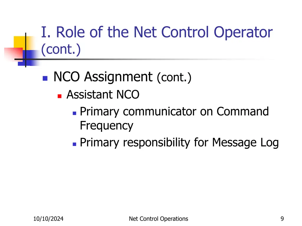 i role of the net control operator cont 4