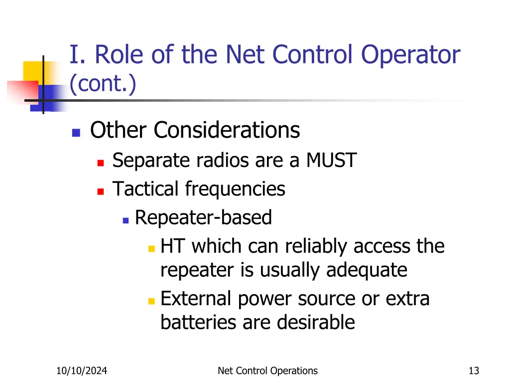 i role of the net control operator cont 8