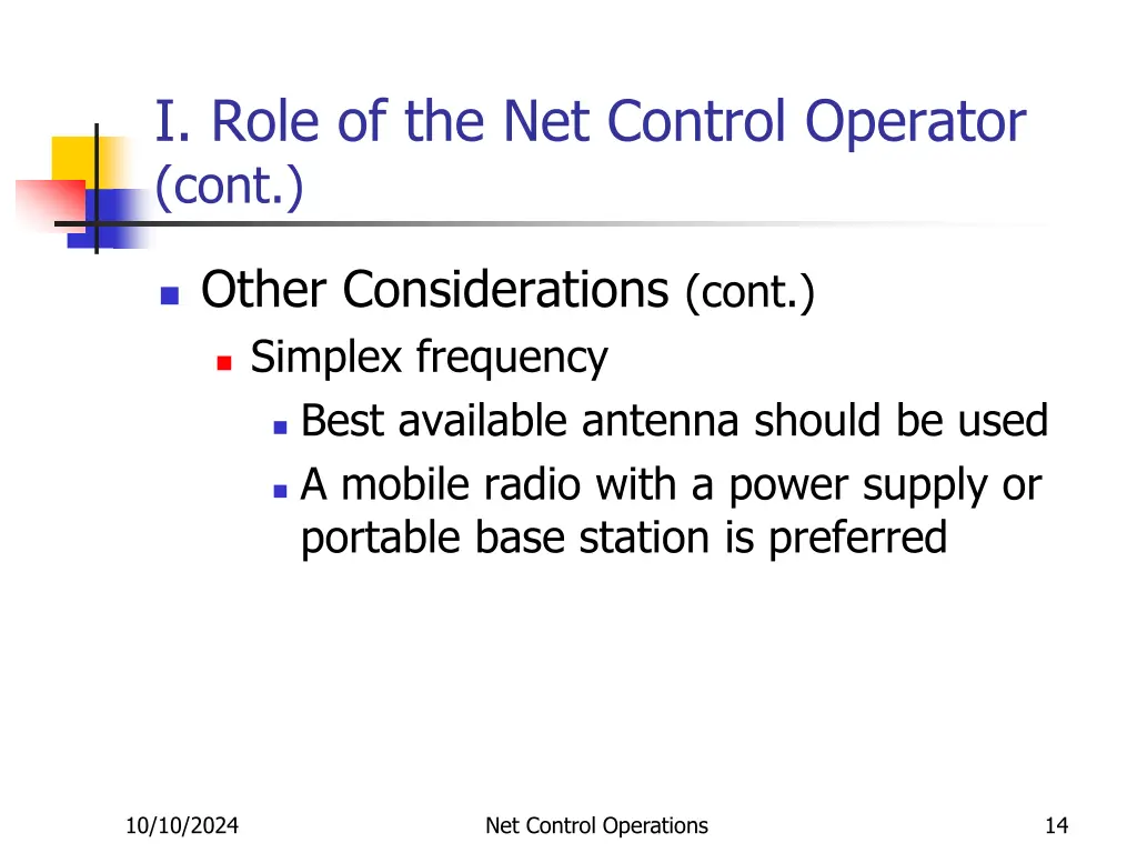 i role of the net control operator cont 9