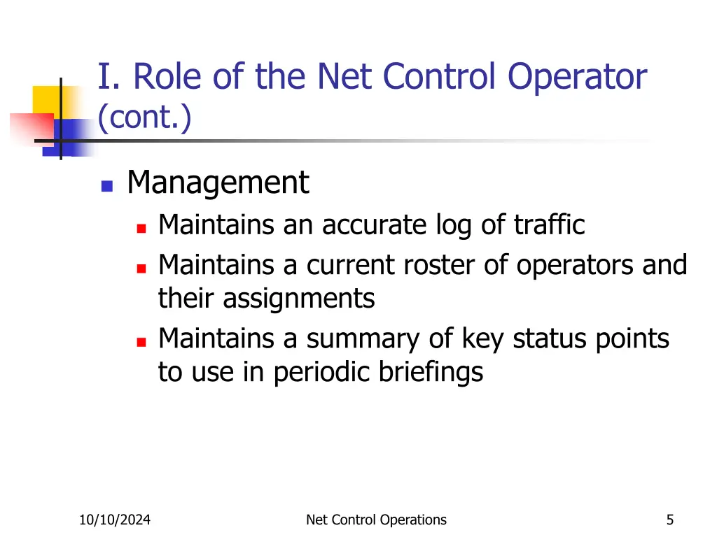 i role of the net control operator cont