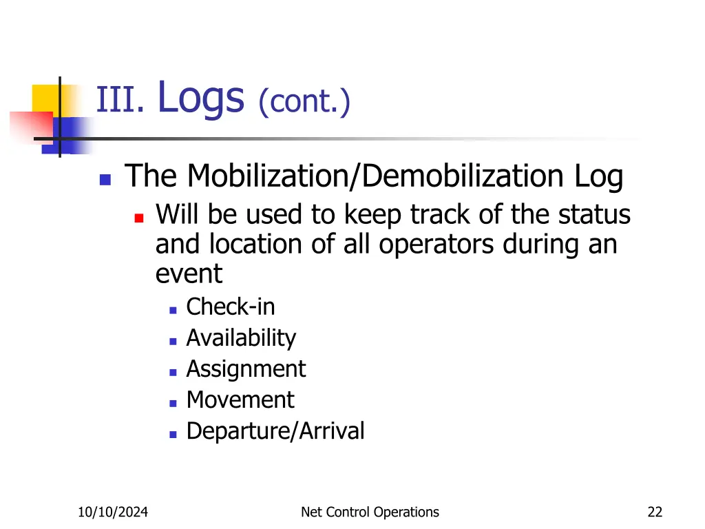 iii logs cont