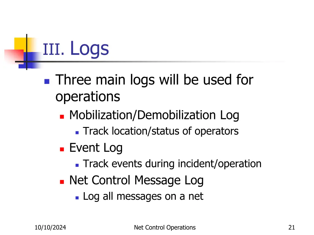 iii logs