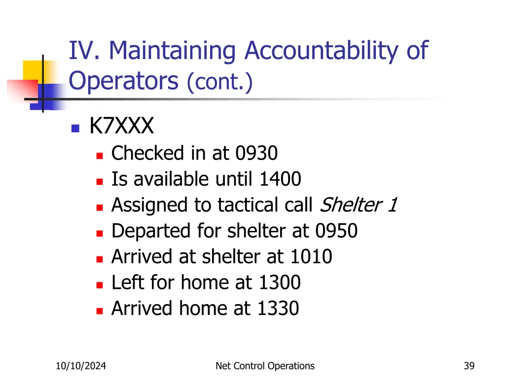 iv maintaining accountability of operators cont 1