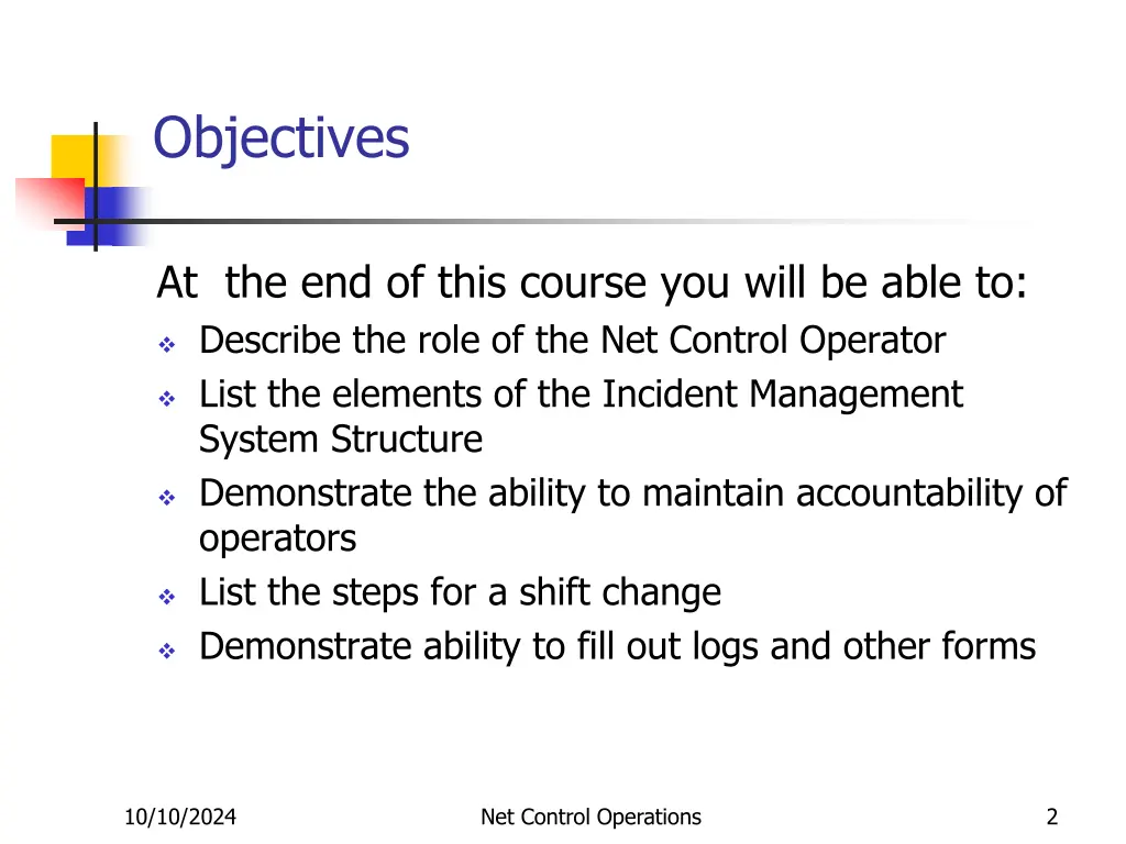 objectives