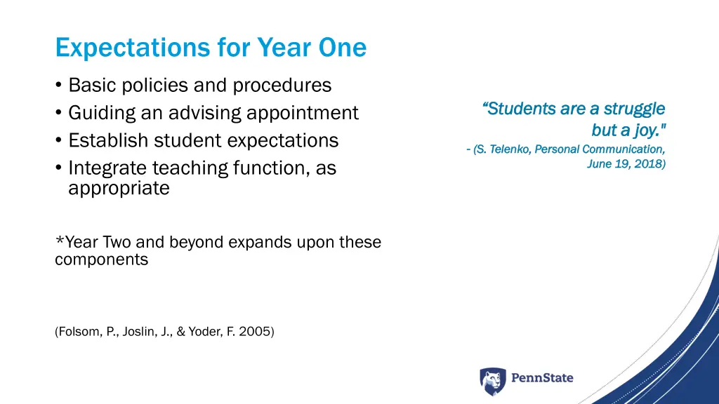 expectations for year one basic policies