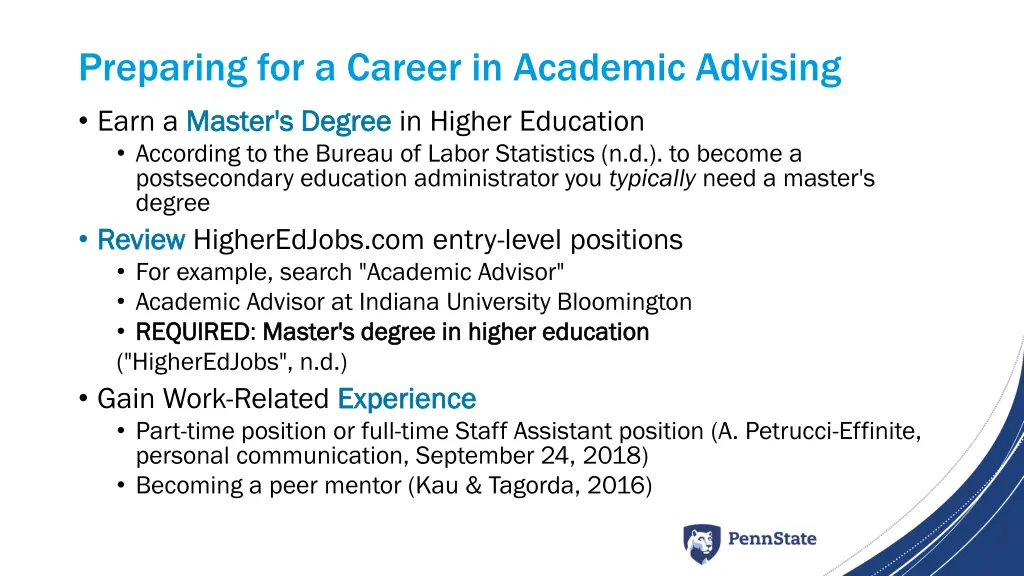 preparing for a career in academic advising earn