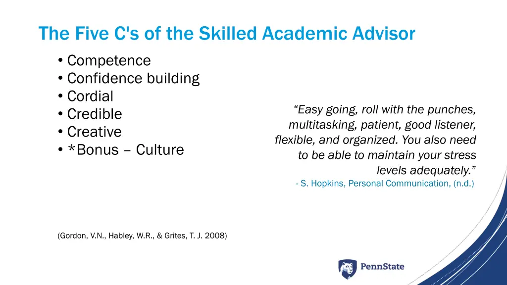 the five c s of the skilled academic advisor