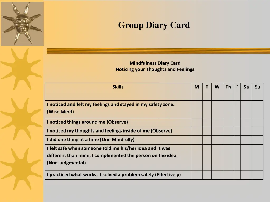 group diary card